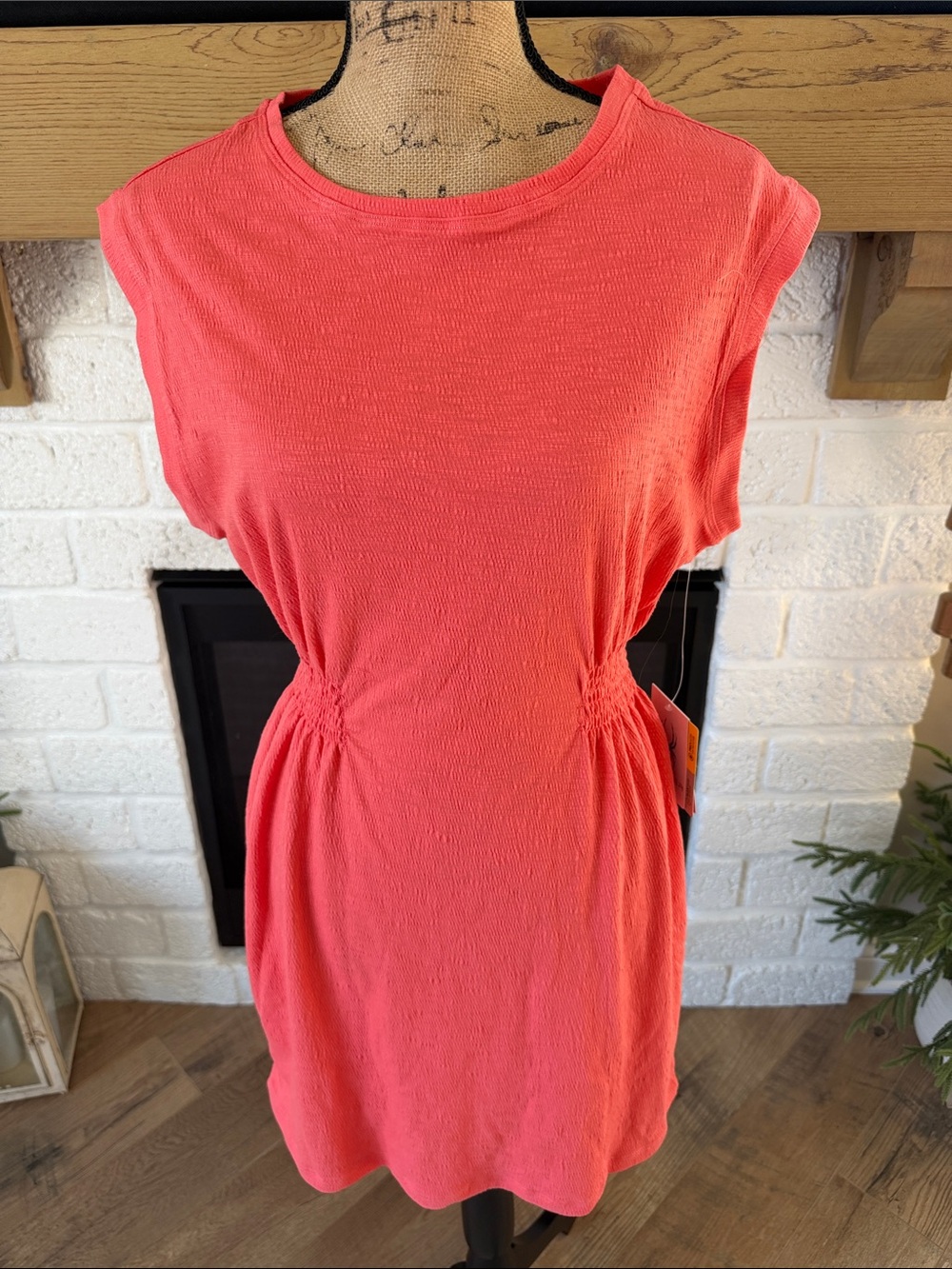 Spyder Crinkle Knit Coral Pink Sleeveless T-Shirt Dress